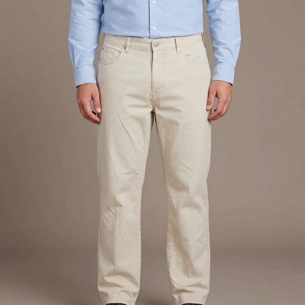Tommy Hilfiger Pants Mens‎ 38x32 Beige Cream Chino Straight Relaxed Fit EUC
